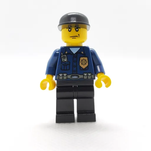 Policeman (Dark Blue Shirt with Radio and Badge, Black Legs, Black Cap)