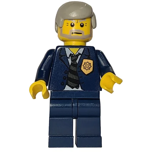 Policeman (Dark Blue Suit with Tie and Badge, Light Gray Hair, Beard)