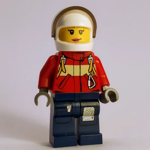 Firewoman (Red Jacket with Straps, Dark Blue Legs, White Helmet with Visor)