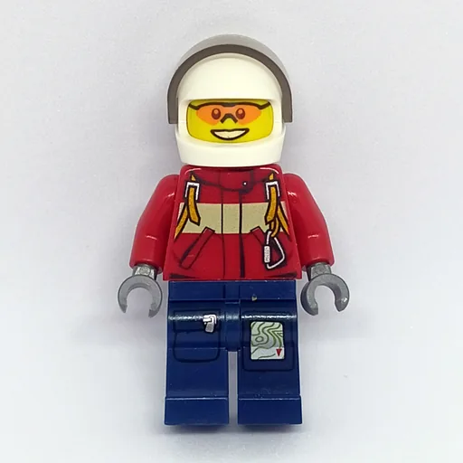 Fireman (Red Jacket with Straps, Dark Blue Legs, White Helmet with Visor, Orange Sunglasses)