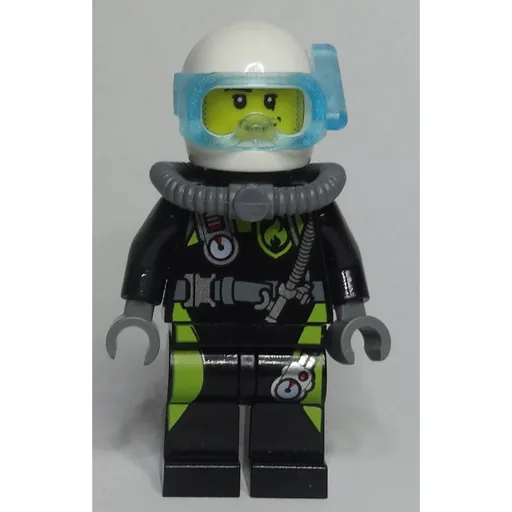 Diver (Man, Black and Lime Wetsuit, White Helmet and Mask, Stubble)