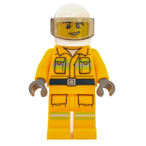 Fireman (Bright Light Orange Fire Suit, White Helmet with Visor)