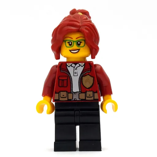 Freya McCloud (Open Dark Red Jacket with Badge, Dark Red Hair)