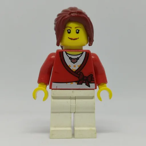 Woman (Cardigan Tied with Bow and Necklace, White Legs, Dark Red Hair)