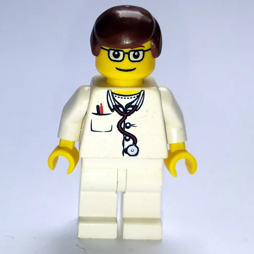 Doctor (White Torso with Stethoscope and Pocket, White Legs, Reddish Brown Hair, Glasses)