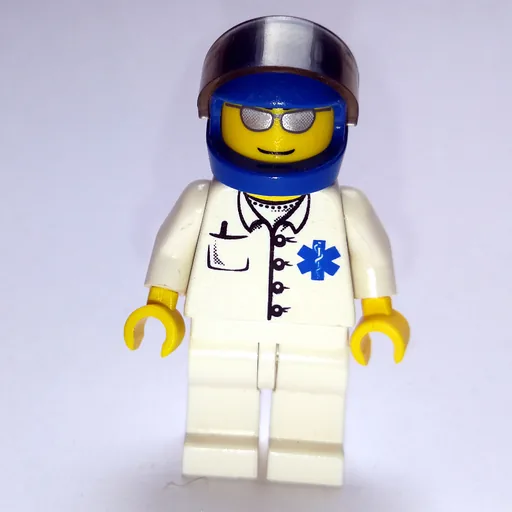 Doctor (White Shirt with Star of Life Logo, Blue Helmet with Visor, Silver Sunglasses)
