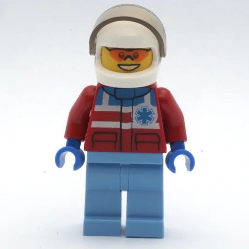 Paramedic (Red Jacket with Star of Life, White Helmet with Visor, Orange Sunglasses)