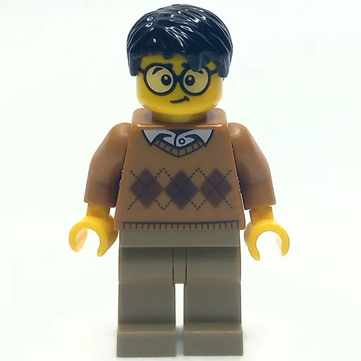 Man (Medium Dark Argyle Sweater, Dark Tan Legs, Black Hair, Glasses)