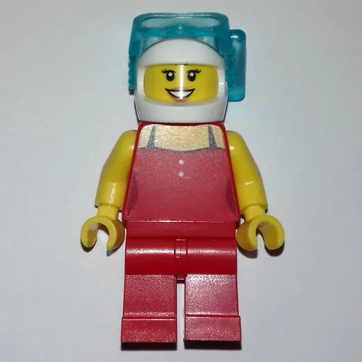 Woman (Red Swimsuit, White Helmet with Divers Mask)