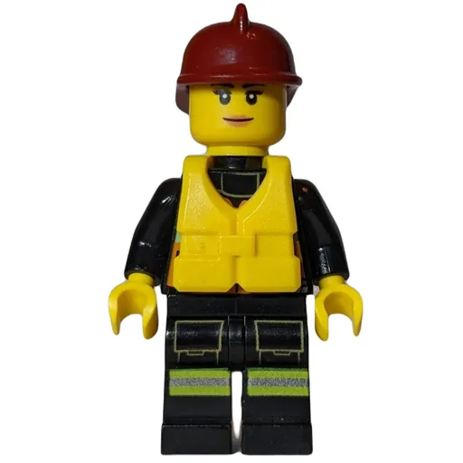 Firewoman (Orange Safety Vest with Radio, Red Helmet, Yellow Life Vest)