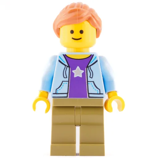 Bright Light Blue Torso (Jacket, Olive Green Legs, Dark Orange Hair)