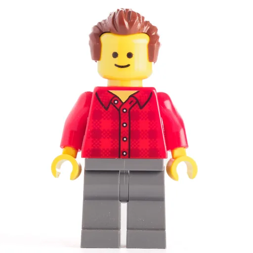 Red Torso Plaid (Dark Bluish Grey Legs, Reddish Brown Hair)