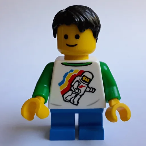 White Torso with Space Figure (Blue Legs, Black Hair)
