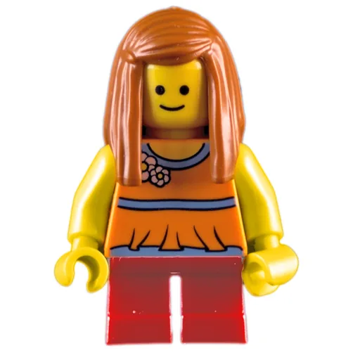 Kid (Orange Torso, Red Legs, Dark Orange Hair)