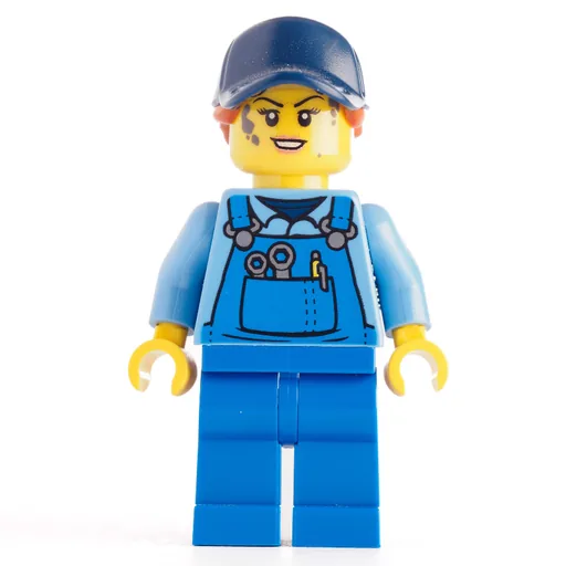 Mechanic (Medium Blue Torso, Blue Overall, Blu Cap with Hair)