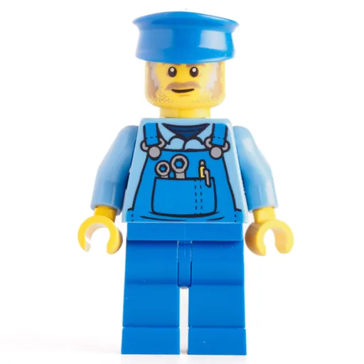 Mechanic (Medium Blue Torso, Blue Overall, Blue Hat)