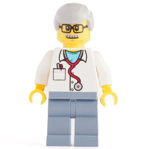White Torso Lab Coat (Sand Blue Legs, Light Bluish Grey Legs)