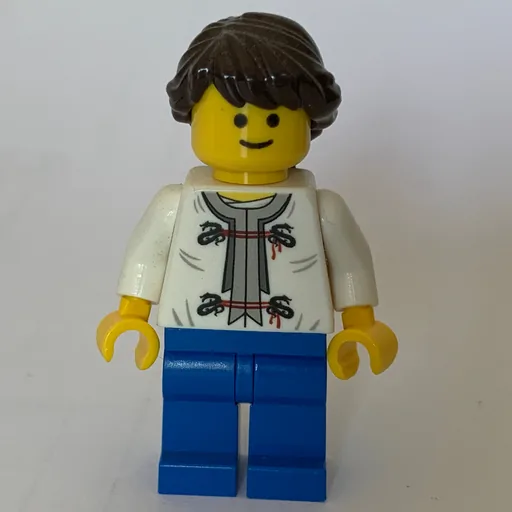 White Torso (Blue Legs, Dark Brown Hair)