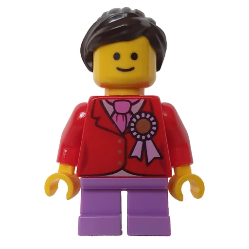 Kid (Red Torso, Medium Lavender Legs, Dark Brown Hair)