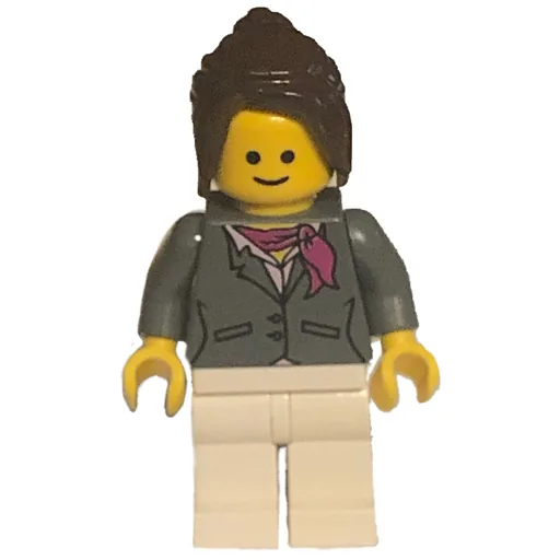 Dark Bluish Grey Torso (White Legs, Dark Brown Hair)