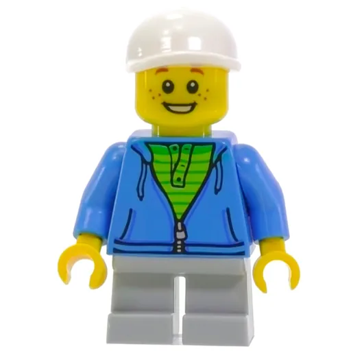 Kid (Dark Azure Torso, Light Bluish Grey Legs, White Cap)