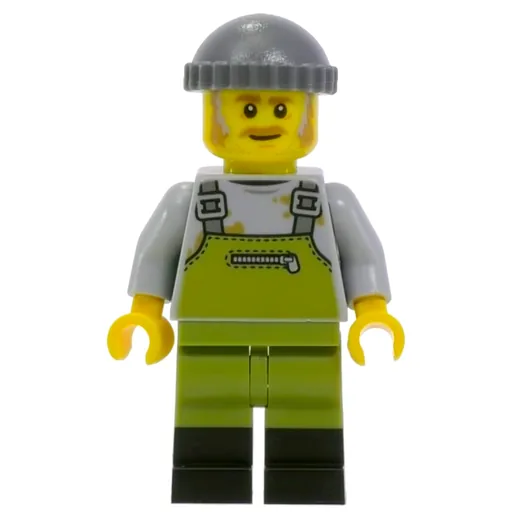 Light Bluish Grey Torso (Olive Green Overall. Dark Bluish Grey Cap)
