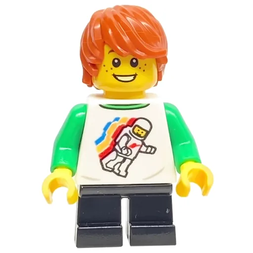 Boy (White Torso, Black Legs, Dark Orange Hair)