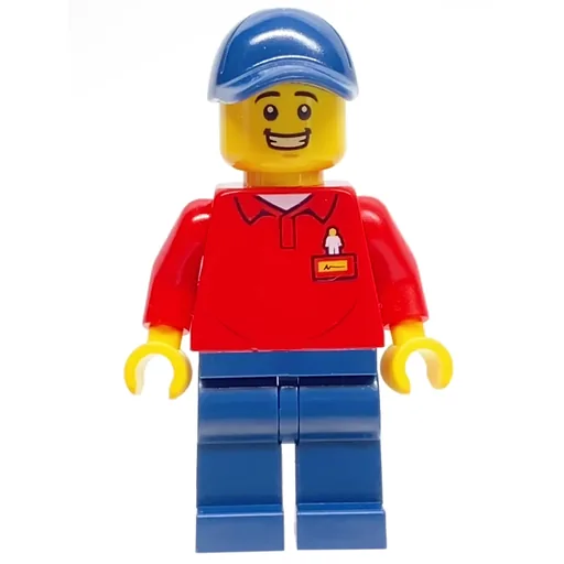 LEGOLAND Employee (Red Torso, Dark Blue Legs, Dark Blue Cap)