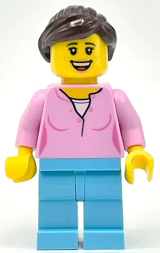 Bright Pink Torso (Medium Azure Legs, Dark Brown Hair)