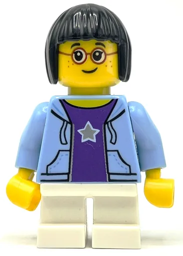 Kid (Bright Light Blue Torso, White Legs, Black Hair)
