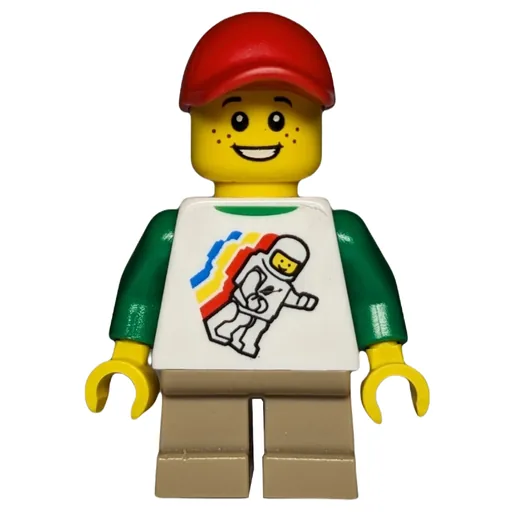 Kid (White Torso, Dark Tan Legs, Red Cap)