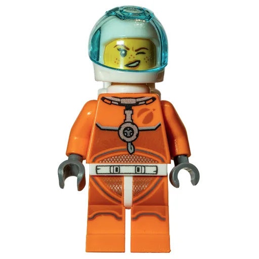 Astronaut (Woman, Orange Torso and Legs, White Helmet, Trans-Light Blue Visor)