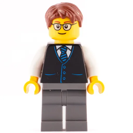 Launch Director (Black Torso, Dark Bluish Grey Legs, Reddish Brown Hair)