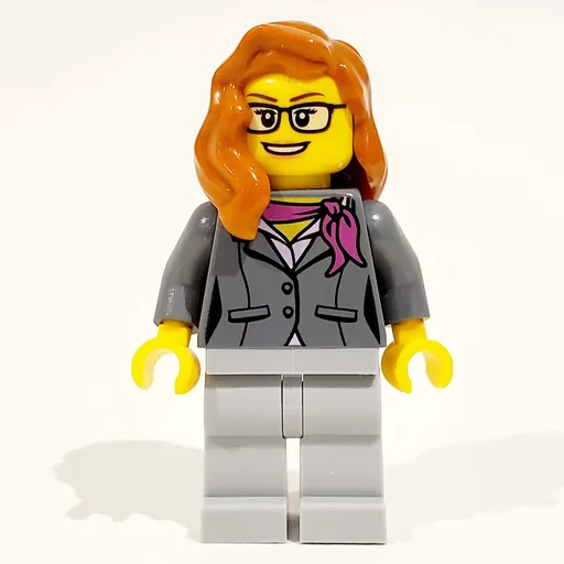 Scientist (Dark BLuish Grey Torso, Light Bluish Grey Legs, Dark Orange Hair)