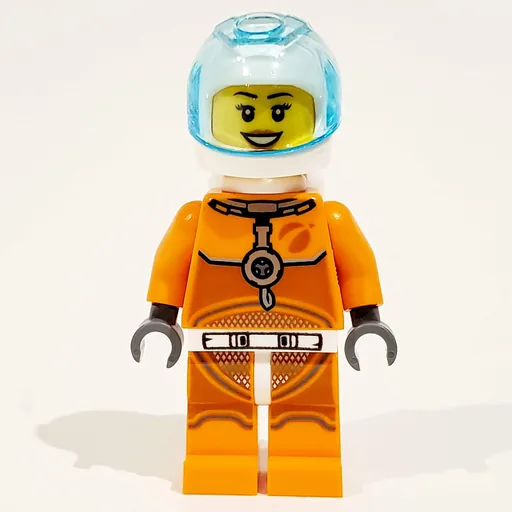 Astronaut (Orange Torso and Legs, White Helmet, Trans-Light Blue Visor, Female)