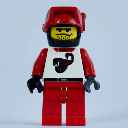 Racer (Red and White Outfit with Scorpion, Black Helmet with Visor with Antenna)