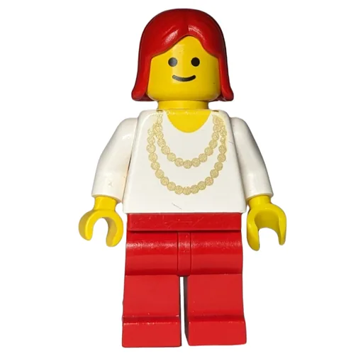 Woman (White Shirt with Gold Necklace, Red Legs, Red Hair (3626b Head))
