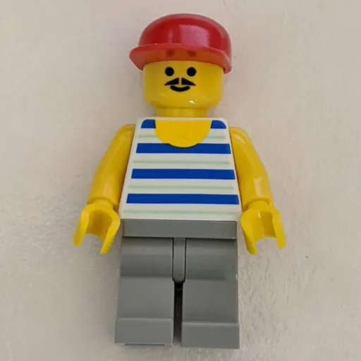 Man (Blue and White Striped Tank Top, Red Cap, Moustache)