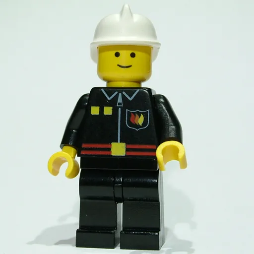 Fireman (Black Fire Jacket with Red Belt and Badge, White Helmet)