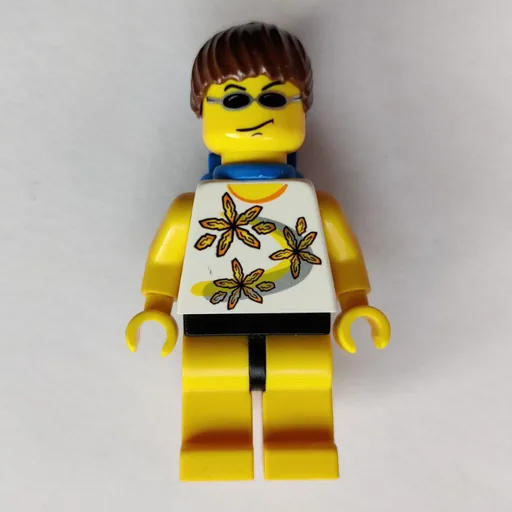 Woman (White Tank Top with Flowers, Yellow Legs, Brown Hair, Airtanks, Sunglasses)