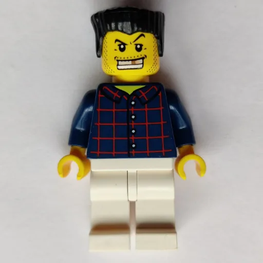 Man (Dark Blue Plaid Shirt, White Legs, Black Hair, Gold Tooth)