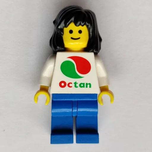 Woman (White Top with Large Octan Logo, Blue Legs, Black Hair)