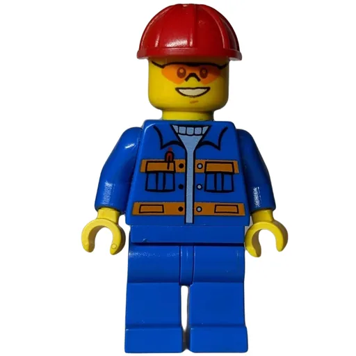 Worker (Blue Torso, Blue Legs, Red Helmet, Glasses)