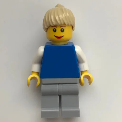 Blue Torso (Light Bluish Gray Legs, Tan Hair)