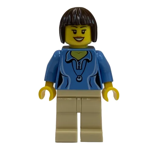 Medium Blue Torso (Tan Legs, Dark Brown Hair)