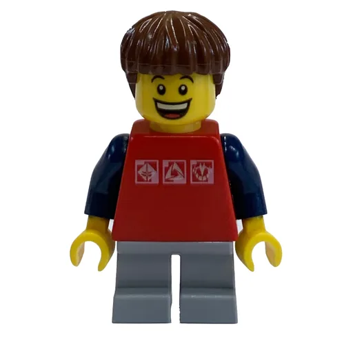 Kid (Red Torso, Light BLuish Grey Legs, Reddish Brown Hair)