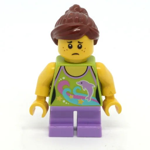 Kid (Lime Torso, Medium Lavender Legs, Reddish Brown Hair)