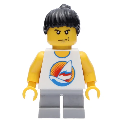 Kid (White Torso, Light Blush Grey Legs, Black Hair)