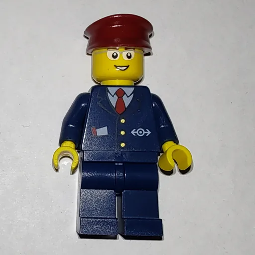 Train Worker (Dark Blue Torso, Dark BLue Legs, Dark Red Hat)