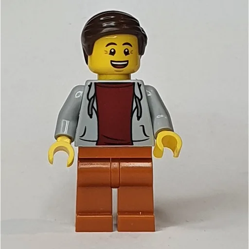 Light Bluish Grey Torso (Dark Orange Legs, Dark Brown Hair)